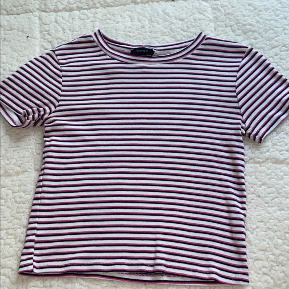 Pink Striped Crop Top